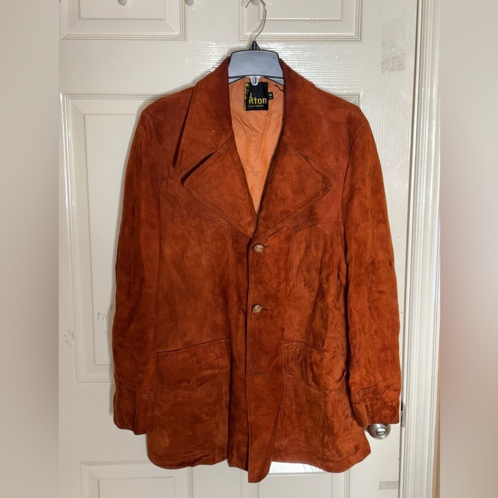 1970's Silton Mens Suede Leather Blazer Sport Coat Jacket 44 - Picture 9 of 10